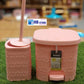 Elegant Pink/Peach Geometric Bathroom Accessories Set
