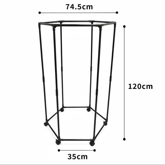 360° Rotating Hexagonal Clothes Rack with Wheels