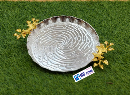 Floral Decorative Dish Gold & Silver Accent Serving Dish