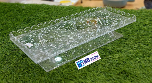 Acrylic Buffet Trays in 3 size  with Gold & Silver Foil Flakes | Elegant Display for Events & Parties