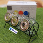 3-Piece Glass Spice Jar Set with Metal Rack