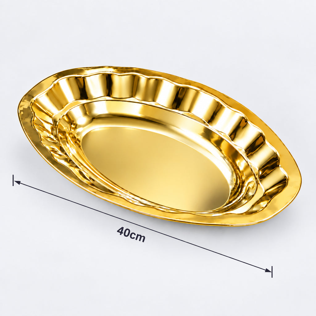 Elegant Gold Oval Serving Trays