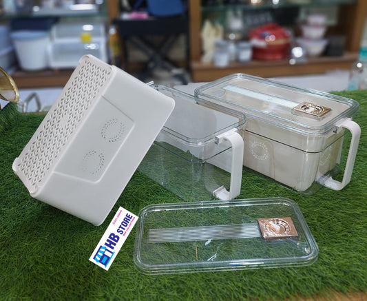 Organizer  Deep Storage Food Box with Drainer Basket