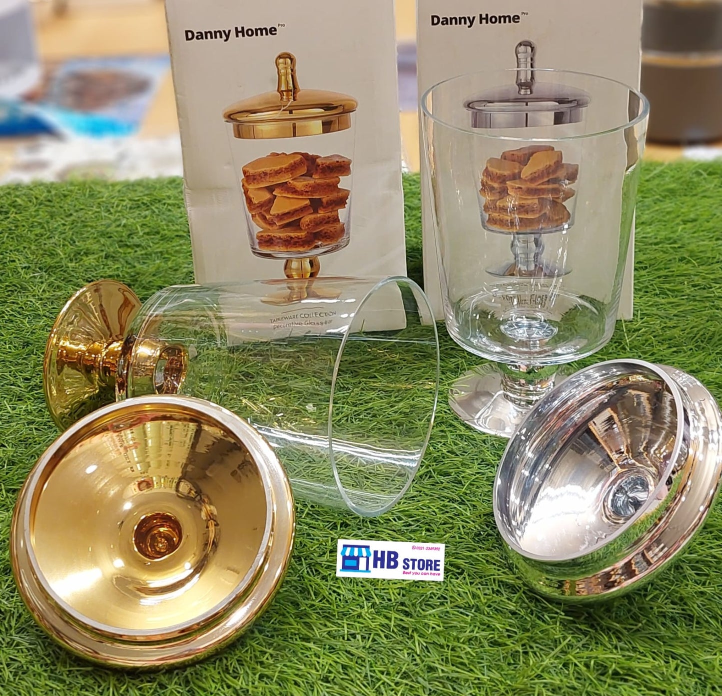 Danny Home Decorative Pedestal Glass Jars