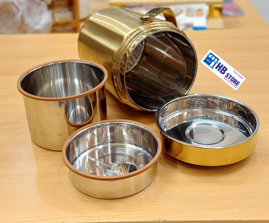 Luxury Gold-Tone Stainless Steel Tiffin Carrier