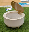 Minimalist Desktop Mini Trash Can with Wood-Grain Lid
