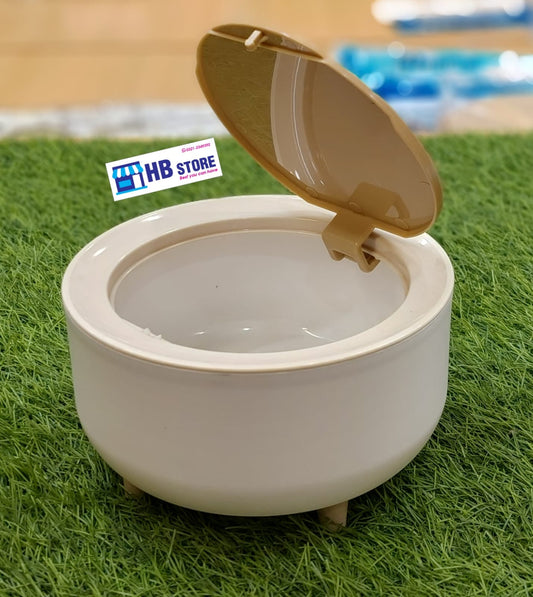 Minimalist Desktop Mini Trash Can with Wood-Grain Lid