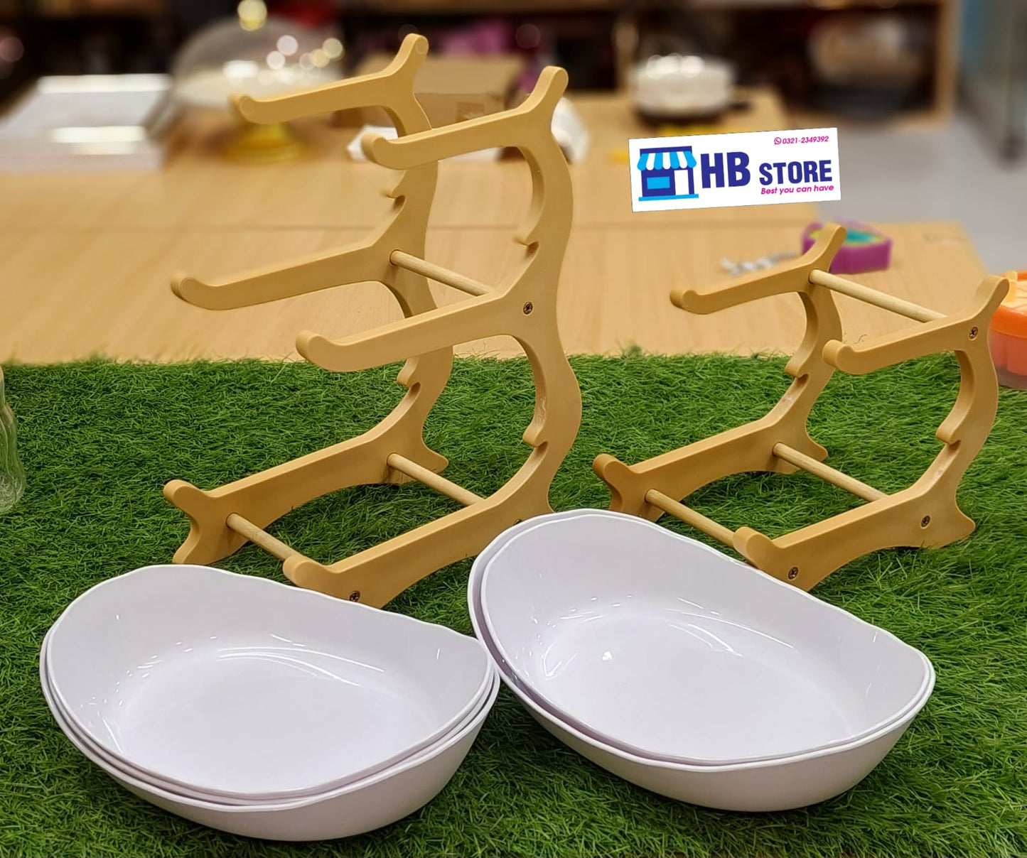 Modern Multi-Tier Serving Platters with Wooden Stand