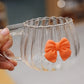 Adorable Fluted Glass Mug with Colorful Bow Accent