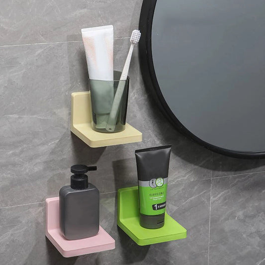 Wall Mounted Adhesive Kitchen Bathroom BedRoom Shelves No-drill Storage Rack