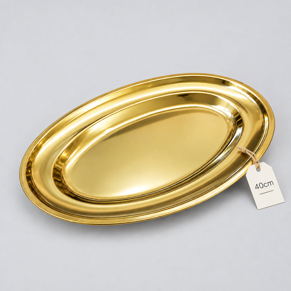 Elegant Gold Oval Serving Trays