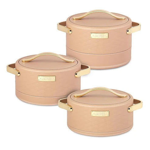 Luxura Stainless Steel Casserole Trio – 1.5 L / 2 L / 2.5 L | Insulated Elegance