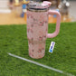Floral & Bow Insulated Travel Tumbler with Handle