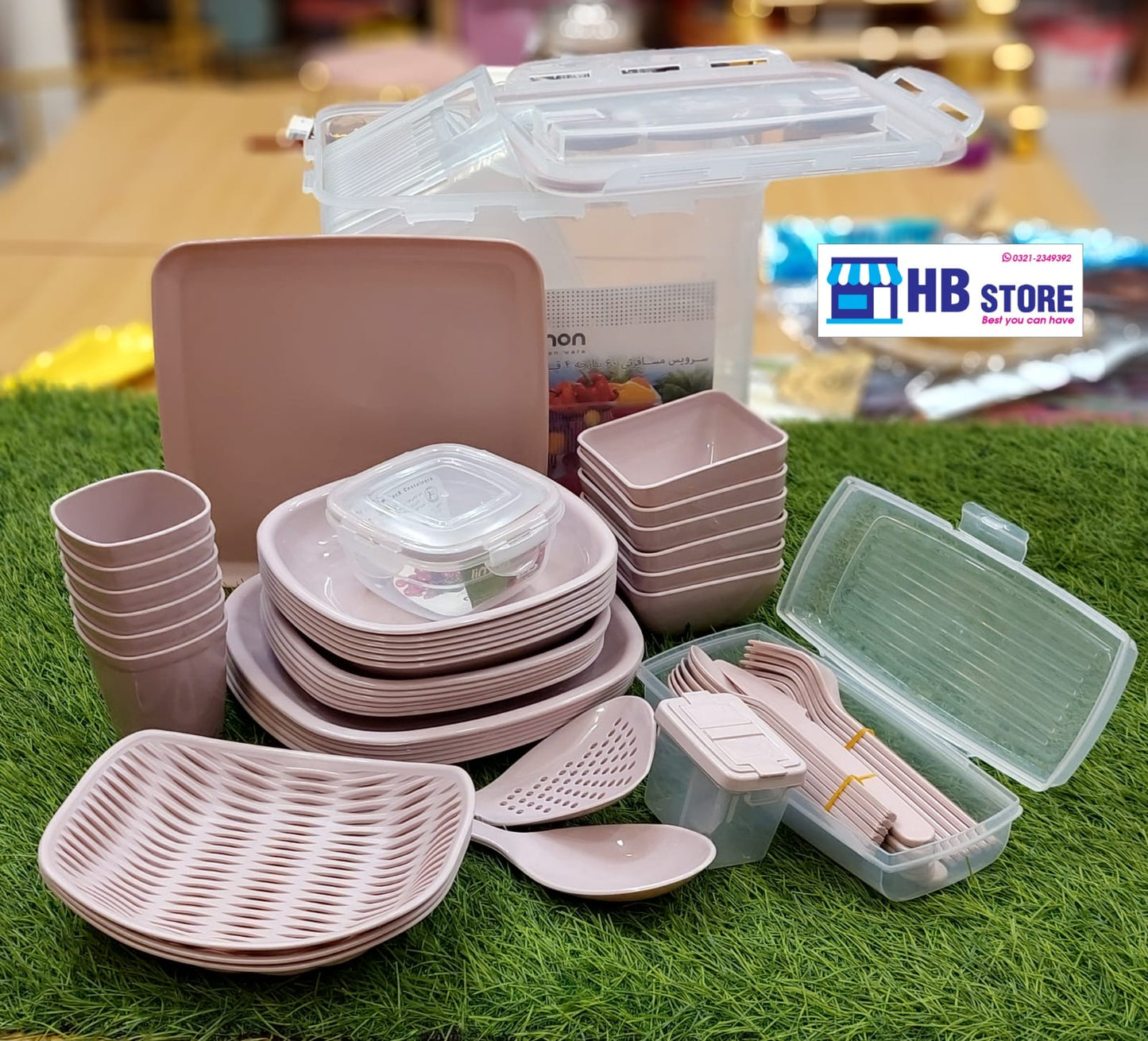 60-Piece Compact Food-Lock Picnic & Camping Dinnerware Set with Carrying Box