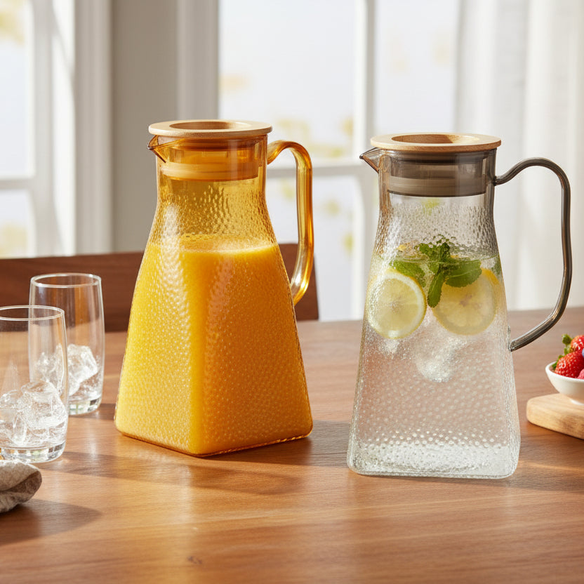 Zibo 1.8L Unbreakable Plastic Water Jug with Wood-Style Lid