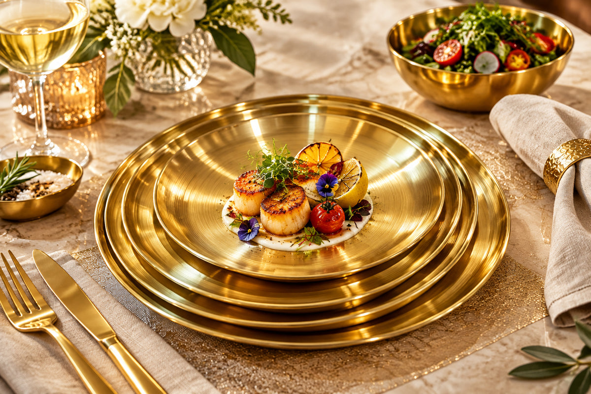 Royal Golden Thali Style Dining Plates