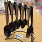 Matte Black & Gold Hanging Cutlery Set with Display Stand