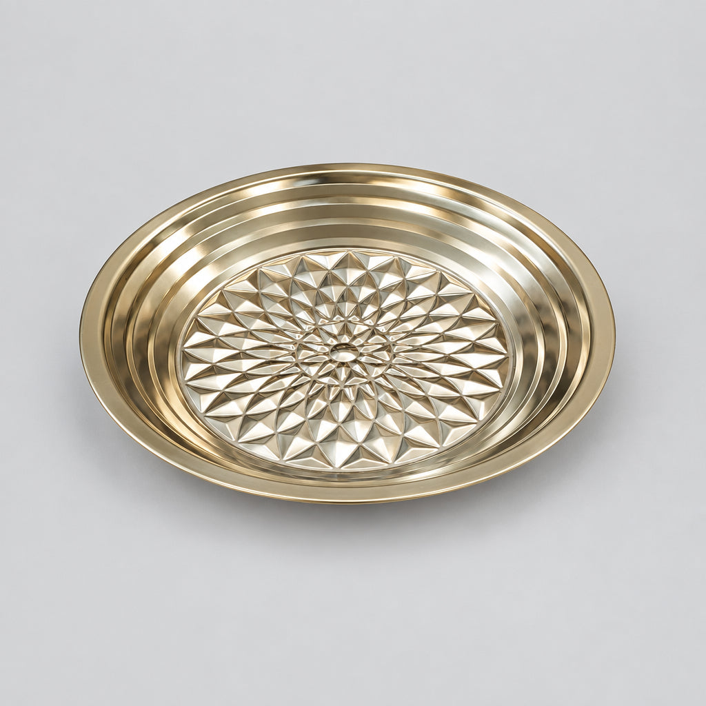 Luxury Gold-Plated Floral Embossed Decorative Serving Tray