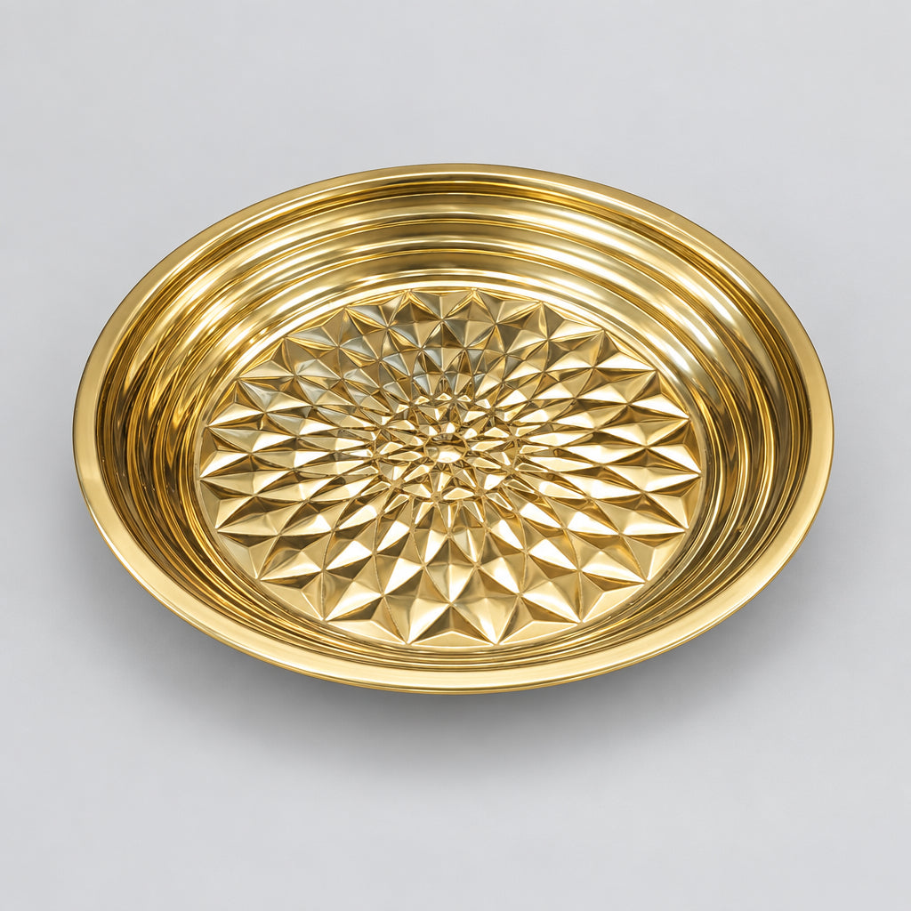 Luxury Gold-Plated Floral Embossed Decorative Serving Tray