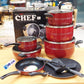 CHEF 10-Piece Essential Non-Stick Cookware Set – Maroon Edition
