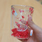 Clear Double Walled Glasses with Interior Flower Art