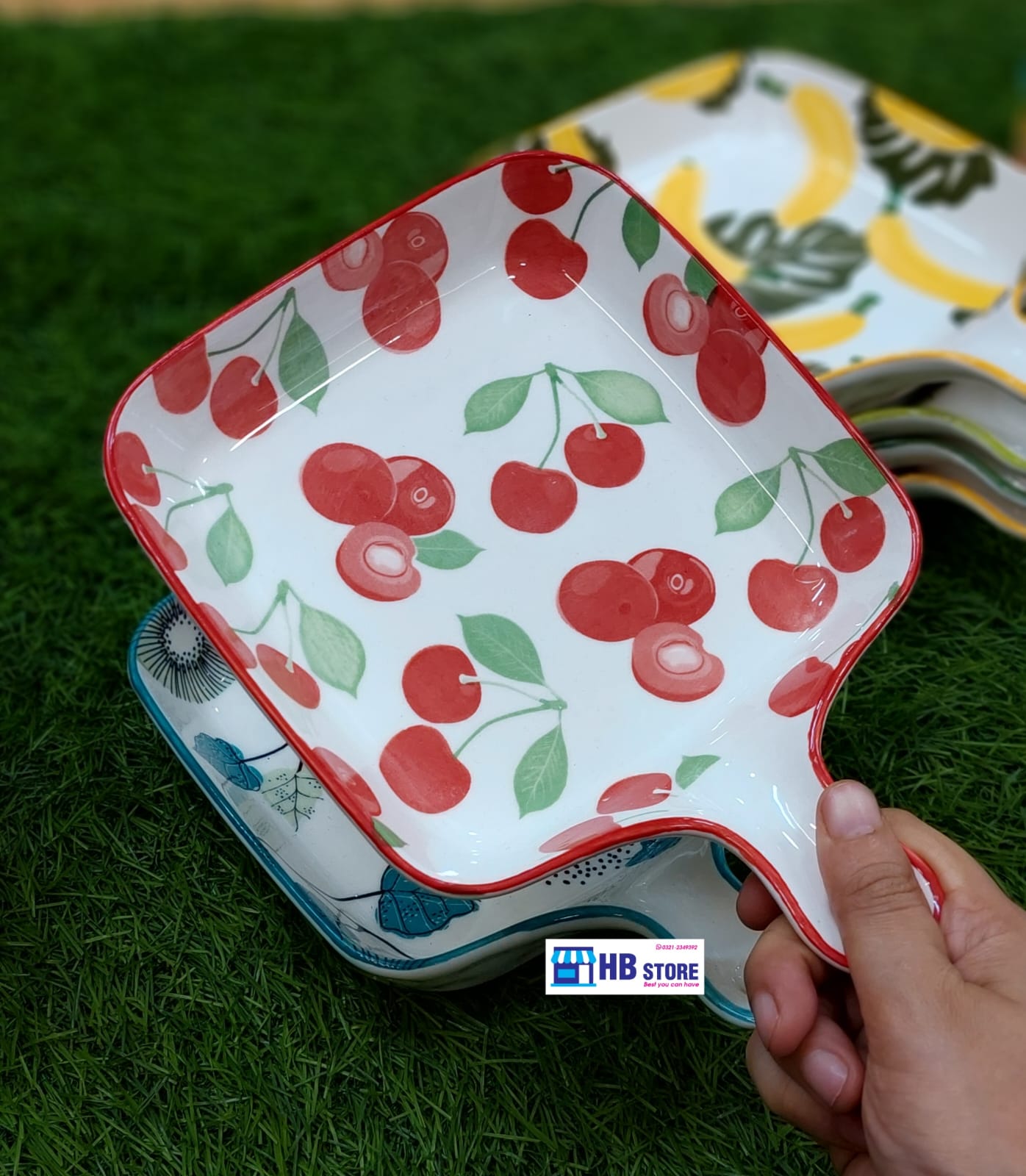 Nordic Style Ceramic Serving Platter with Handle