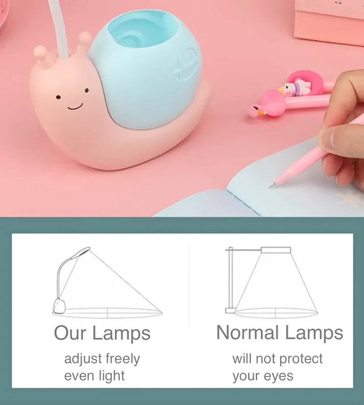 Snail-Shaped Pastel Study Lamp with Organizer