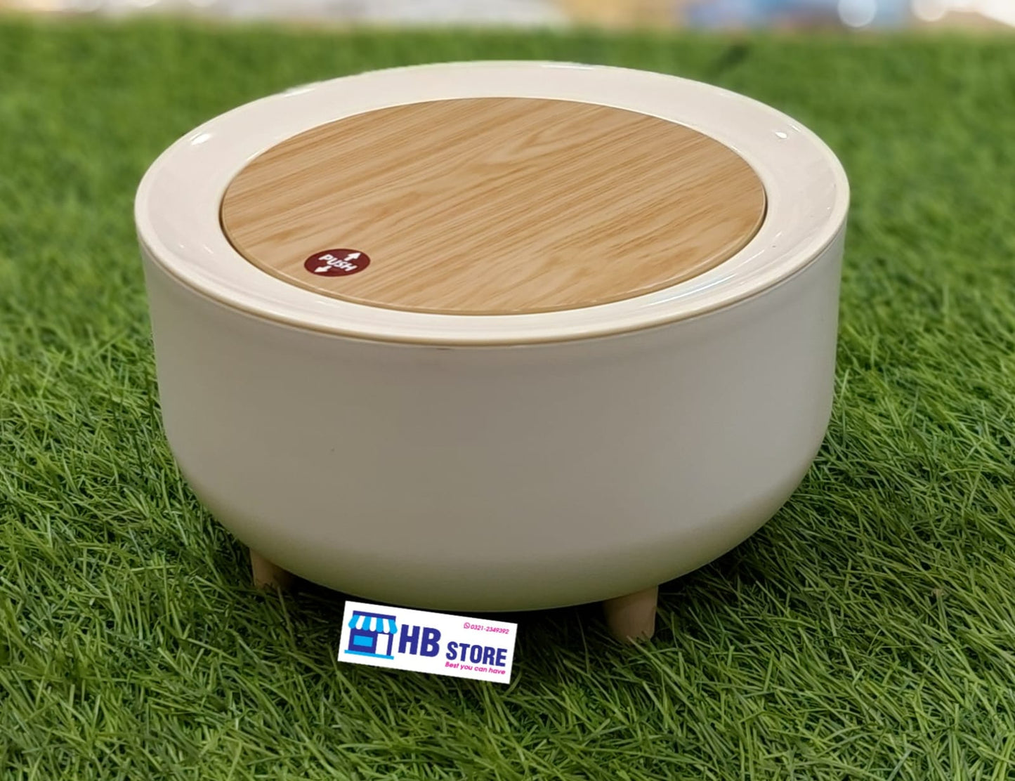 Minimalist Desktop Mini Trash Can with Wood-Grain Lid