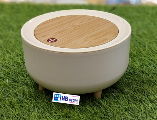Minimalist Desktop Mini Trash Can with Wood-Grain Lid