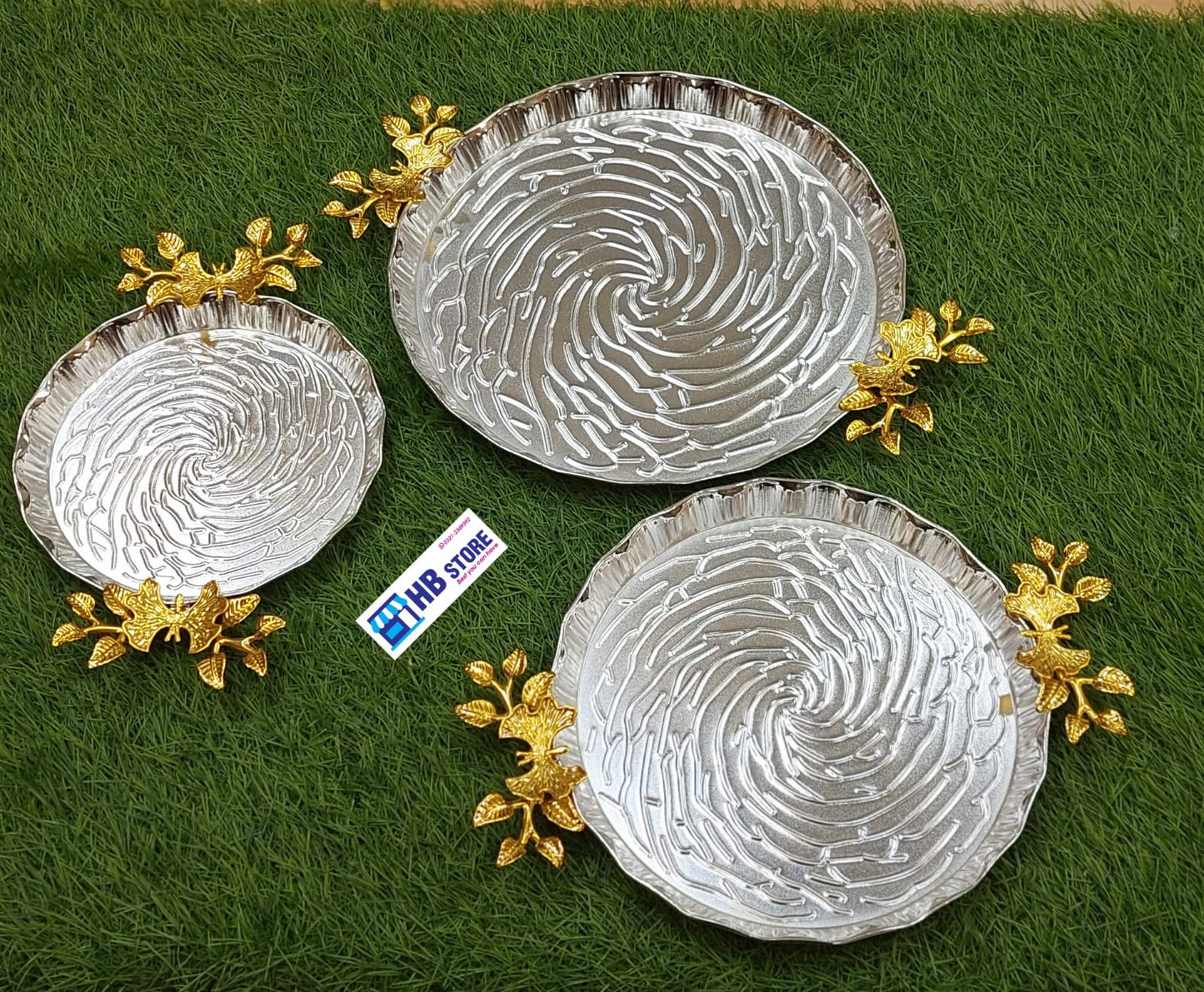 Floral Decorative Dish Gold & Silver Accent Serving Dish