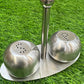 Stainless Steel Salt & Pepper Shaker Set with Stand – Modern Kitchen & Dining Table Accessory