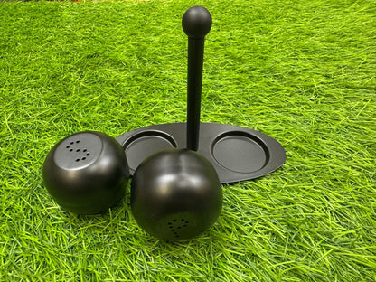 Stainless Steel Salt & Pepper Shaker Set with Stand – Modern Kitchen & Dining Table Accessory