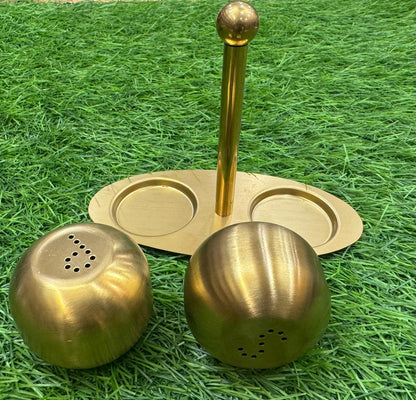 Stainless Steel Salt & Pepper Shaker Set with Stand – Modern Kitchen & Dining Table Accessory