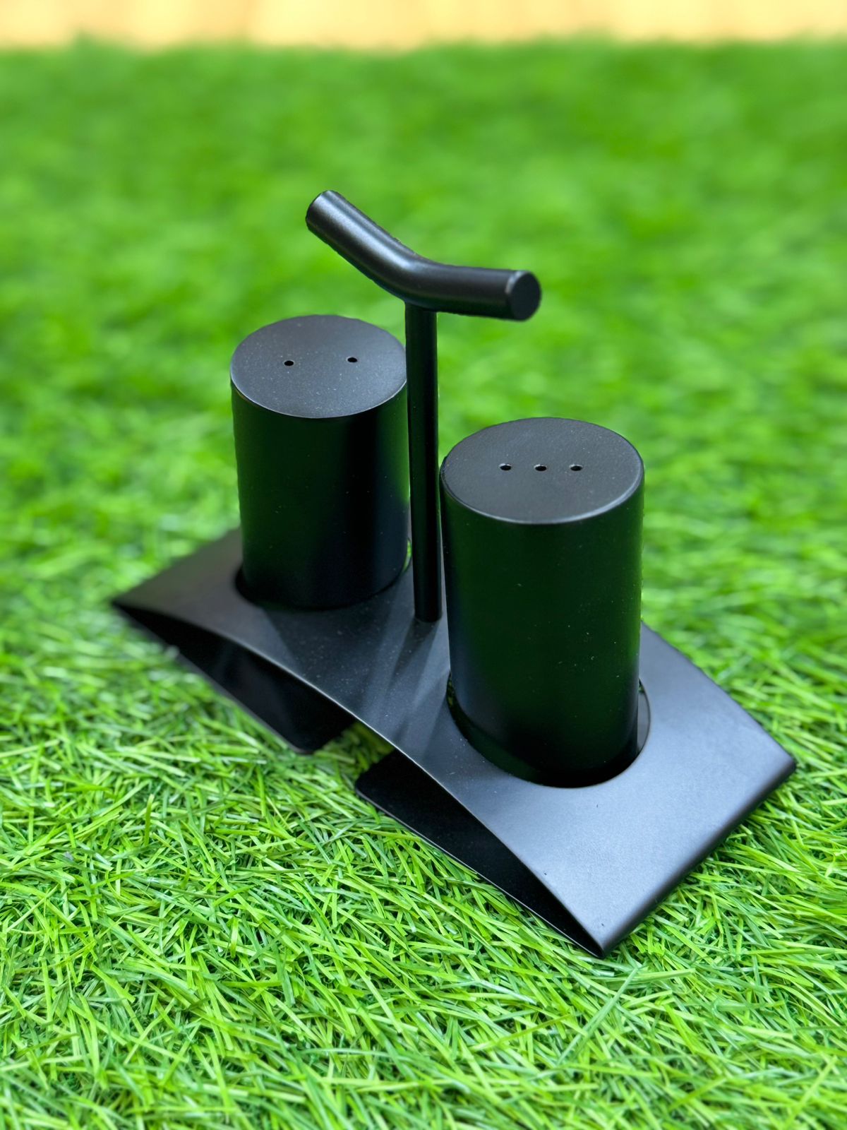Modern Stainless Steel Salt & Pepper Shaker Set with Stand – Silver, Gold & Black