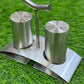 Modern Stainless Steel Salt & Pepper Shaker Set with Stand – Silver, Gold & Black