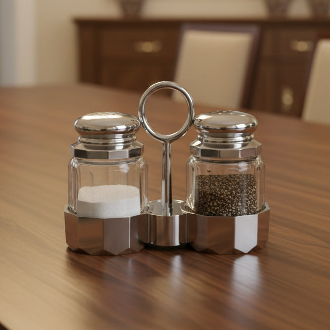Luxurious Acrylic Salt & Pepper Shaker Set with Carrying Tray