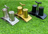 Modern Stainless Steel Salt & Pepper Shaker Set with Stand – Silver, Gold & Black