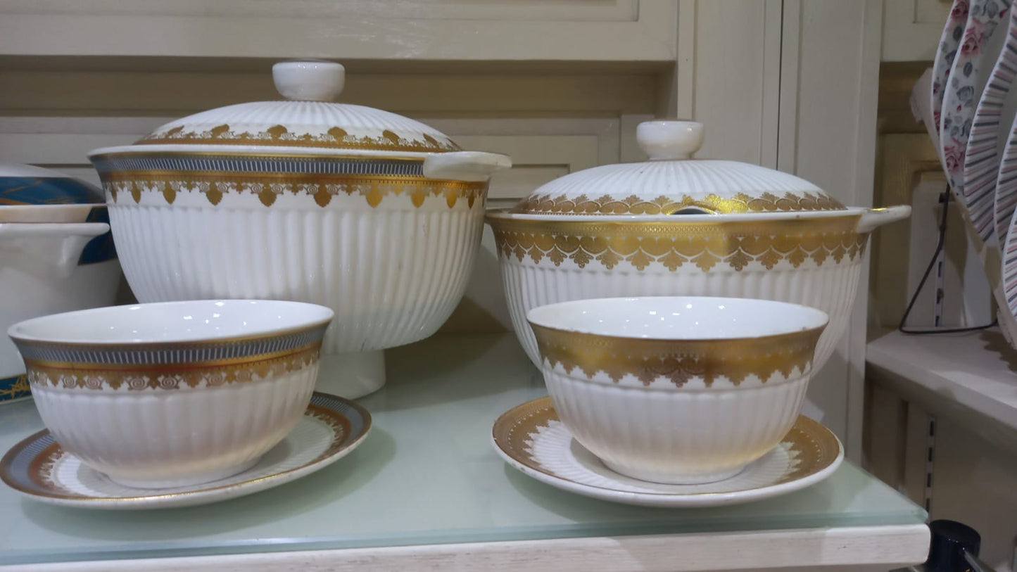 Ceramic Golden White Soup Set