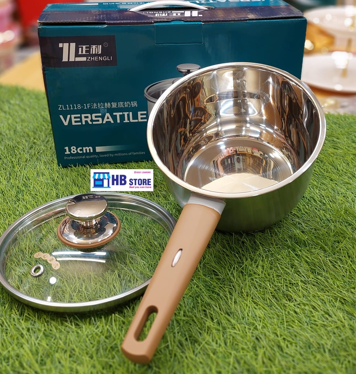 Heavy-Gauge Stainless steel SAUCE PAN with wooden handle
