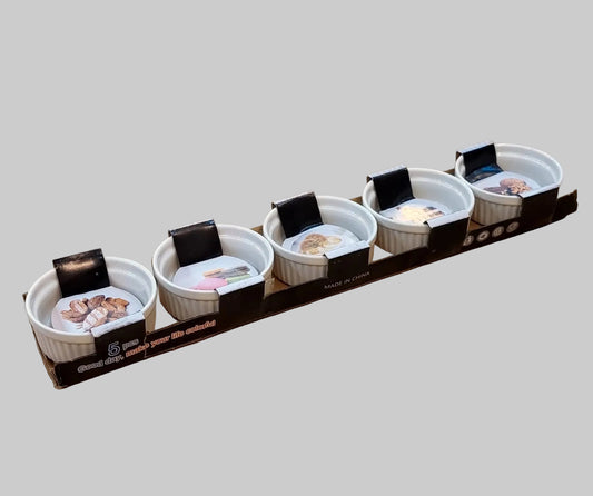 5-Piece White Ceramic Ramekins and Baking Bowls