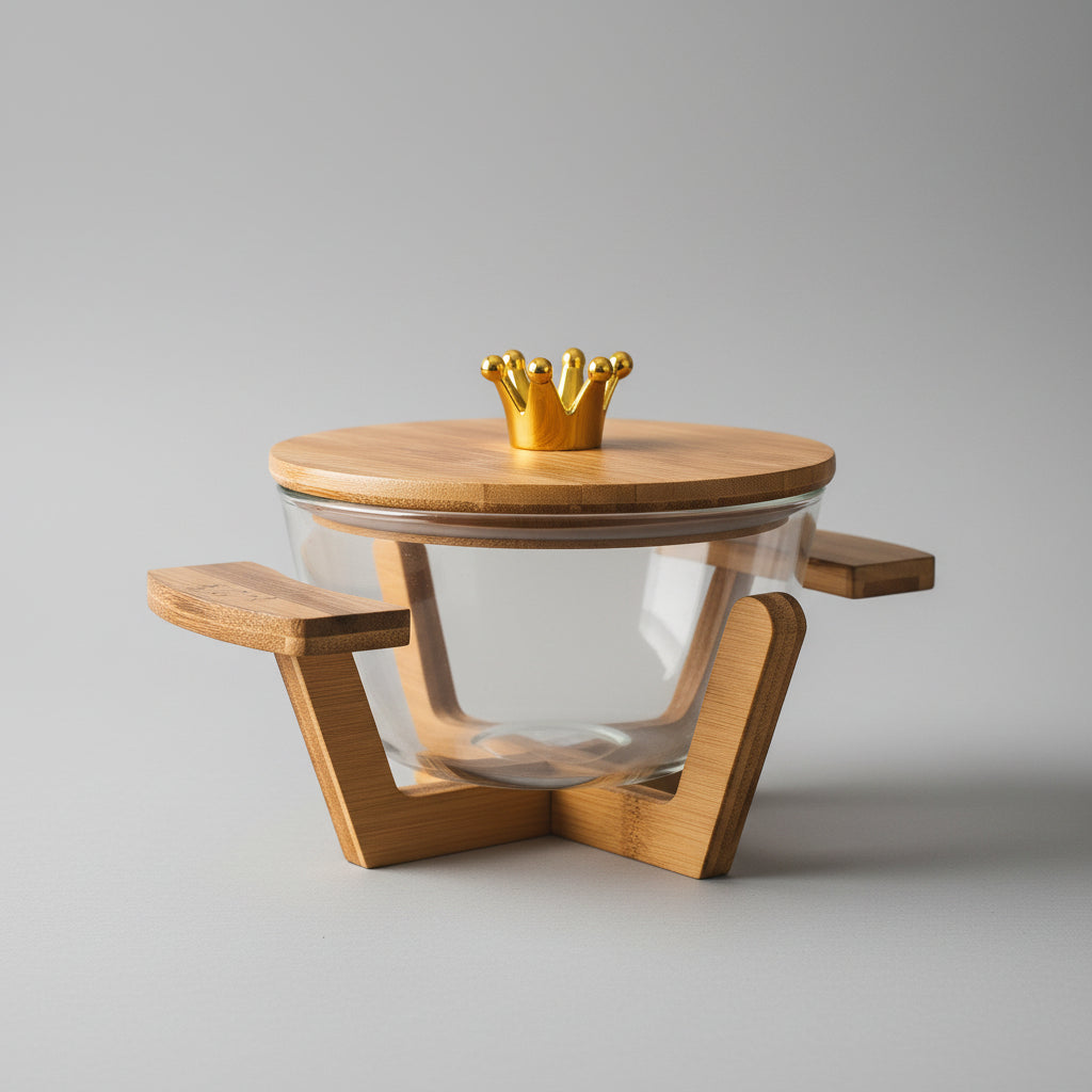 Glass Serving Bowls with Bamboo Lids