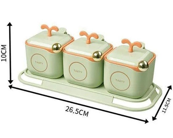 Kitchen Condiment Container Storage Jars with 3 Spoons Canned Lid and Spoon