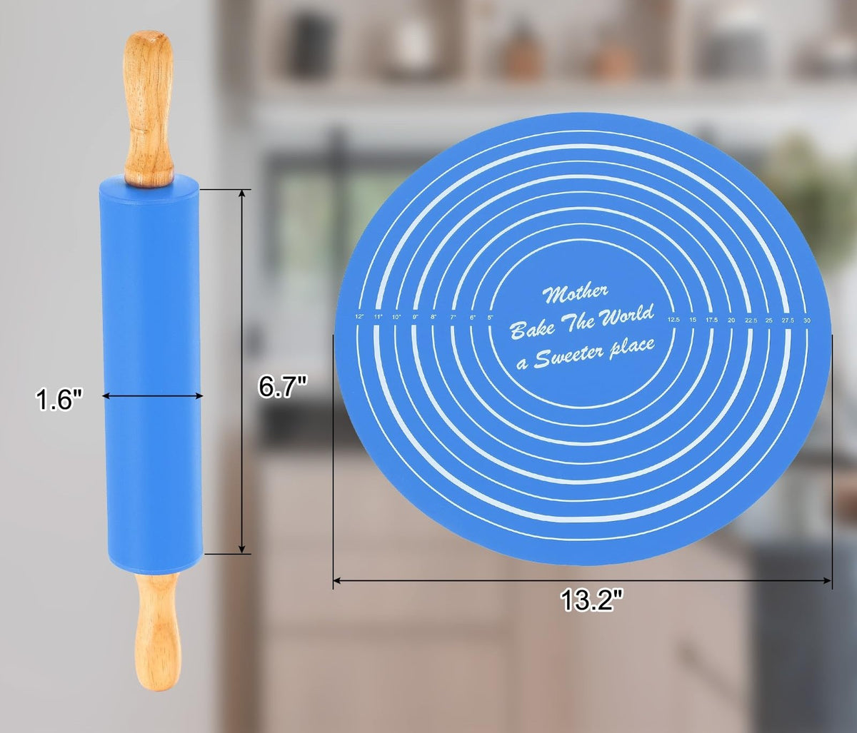 Dough Master Set – Silicone Mat & Rolling Pin Combo