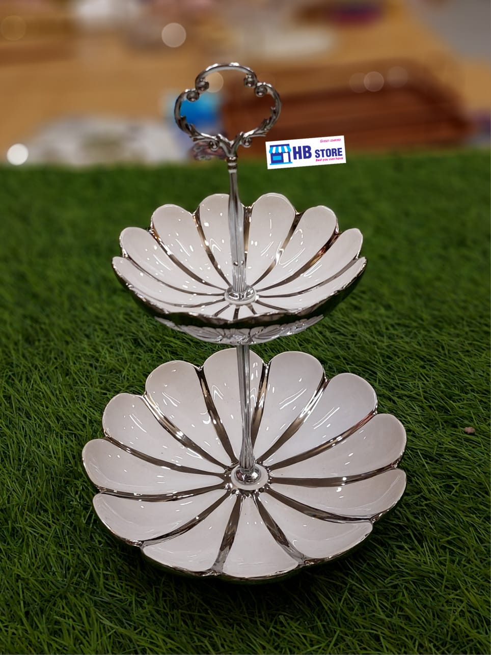 Elegant 2-Tier Floral Serving Platter