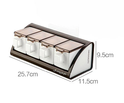 "4-in-1 Wall Spice Box Set – Sleek, Handy & Spoon-Ready!"