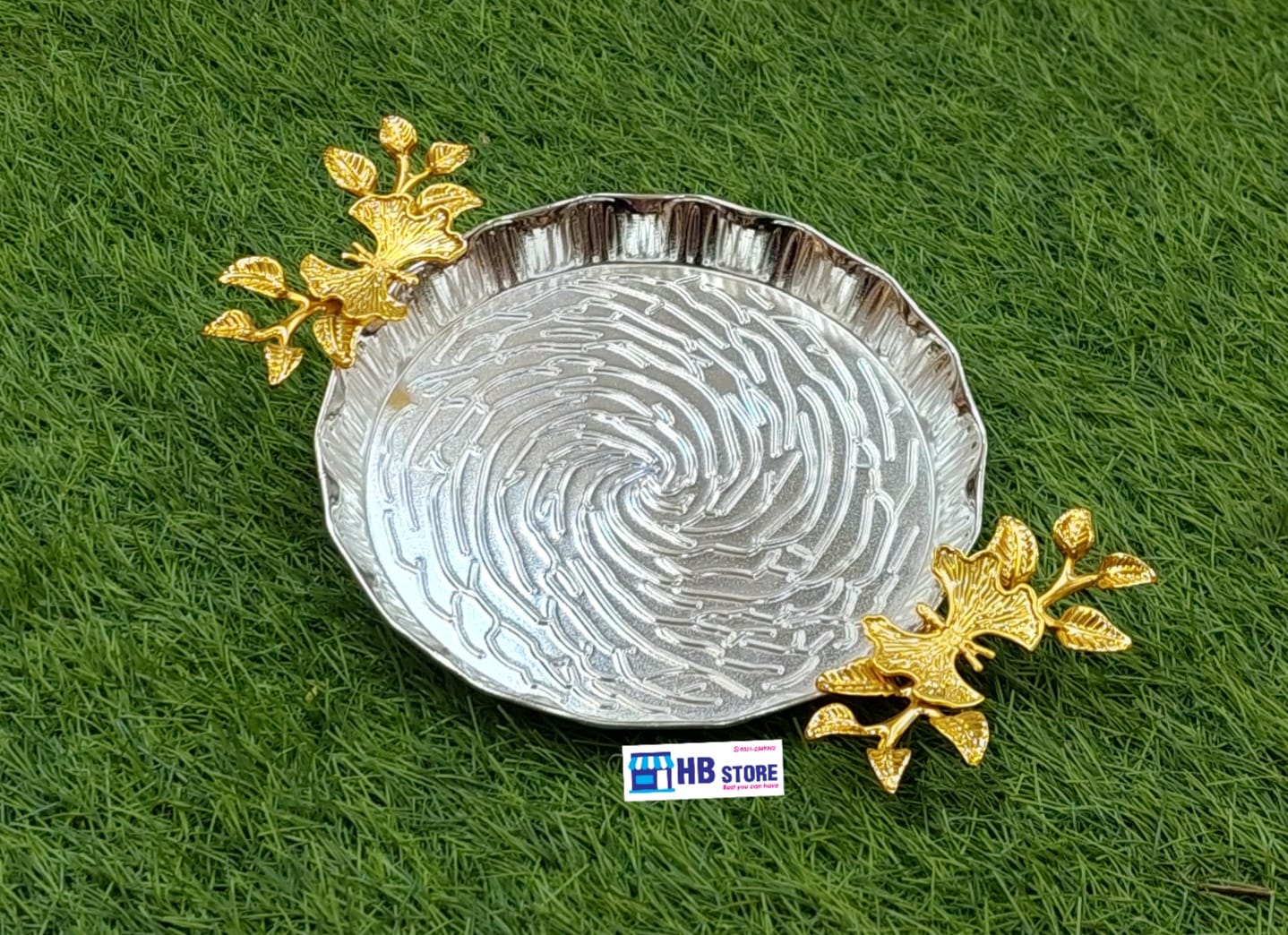 Floral Decorative Dish Gold & Silver Accent Serving Dish