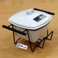 Set of 2 Ceramic Casserole Dishes with Metal Serving Stands