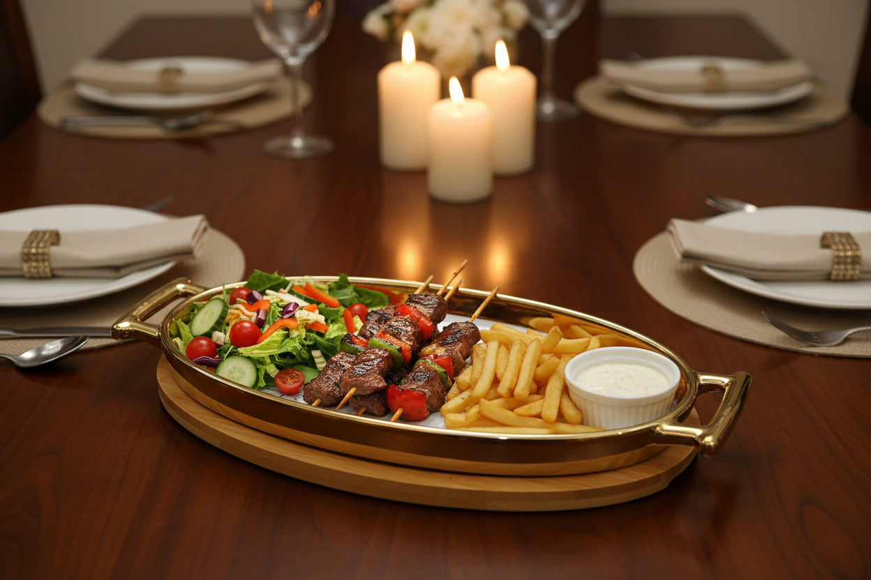 Beautiful Serving Platter With Wooden Tray