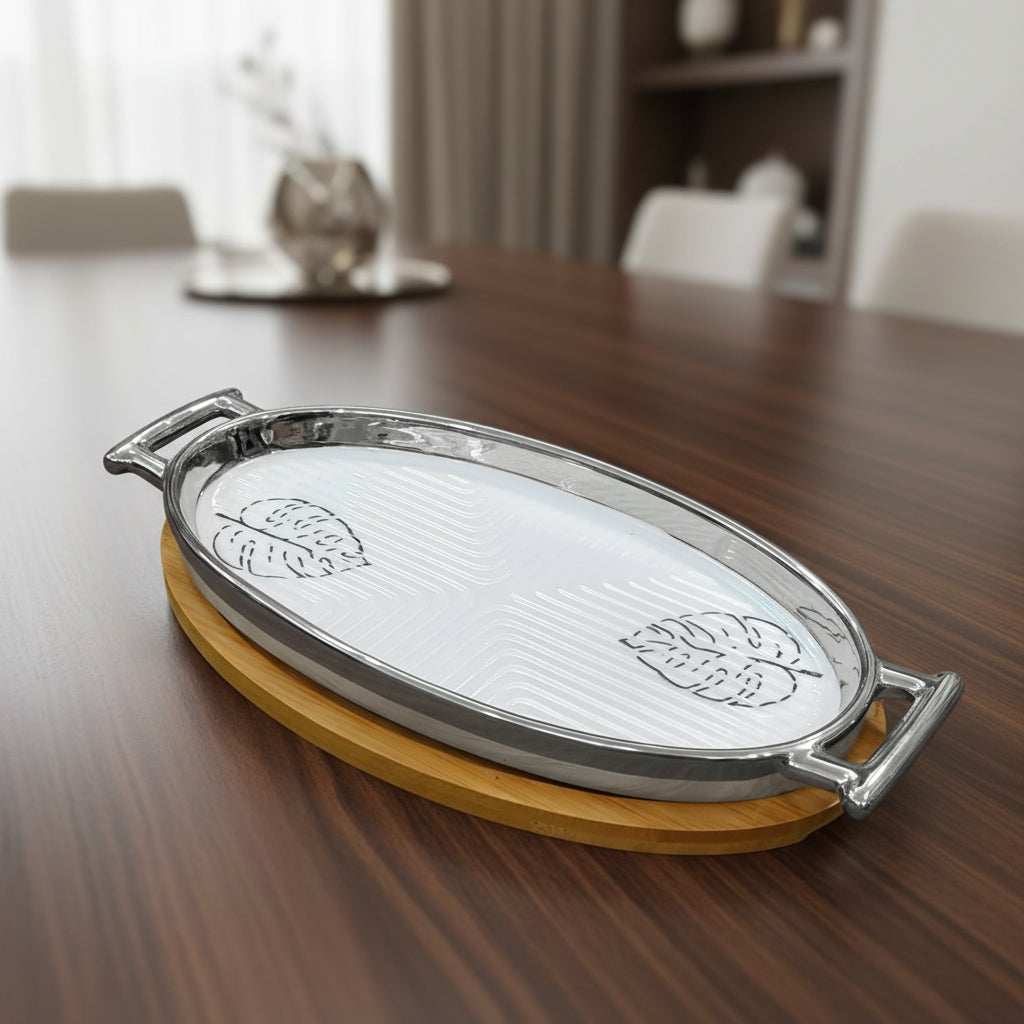 Beautiful Serving Platter With Wooden Tray