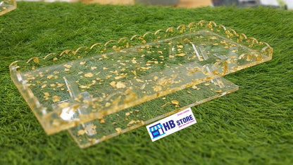 Acrylic Buffet Trays in 3 size  with Gold & Silver Foil Flakes | Elegant Display for Events & Parties